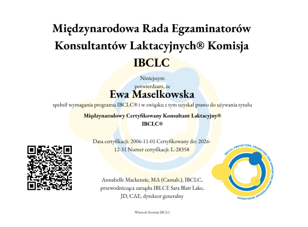 Ewa Masełkowska - Międzynarodowy Certyﬁkat IBCLC